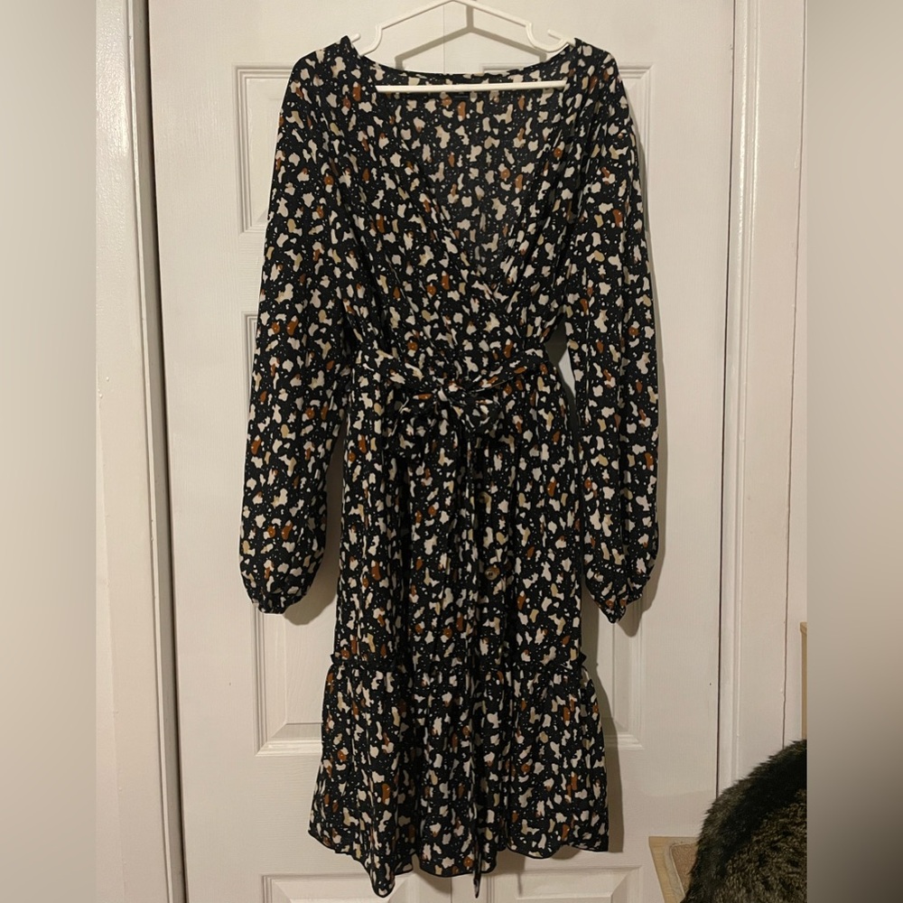Elegant Black Calico Dress